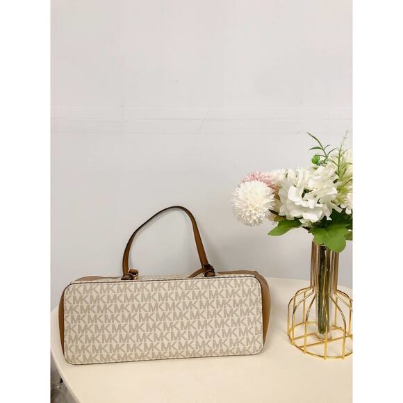 MICHAEL KORS 35T0GCFT3B CHARLOTTE LARGE TOP ZIP SHOULDER TOTE BAG MK SIGNATURE - Picture 4 of 7